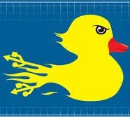 Yellow rubber duck with USB-plug feathers